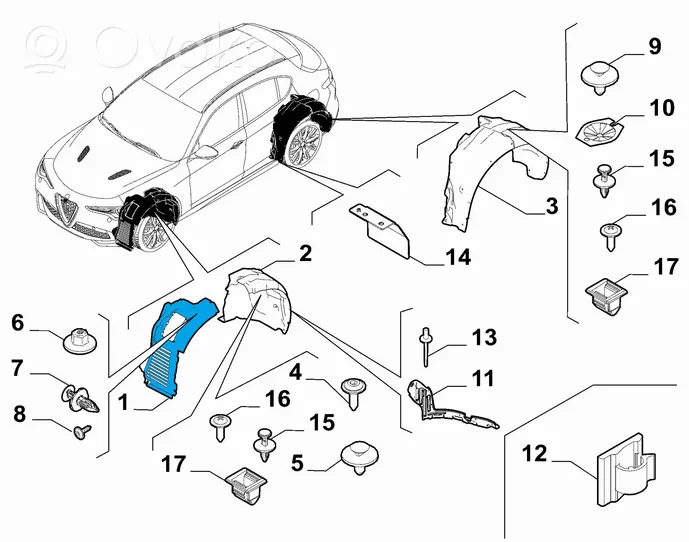 Alfa Romeo Stelvio Pare-boue passage de roue avant 50548860