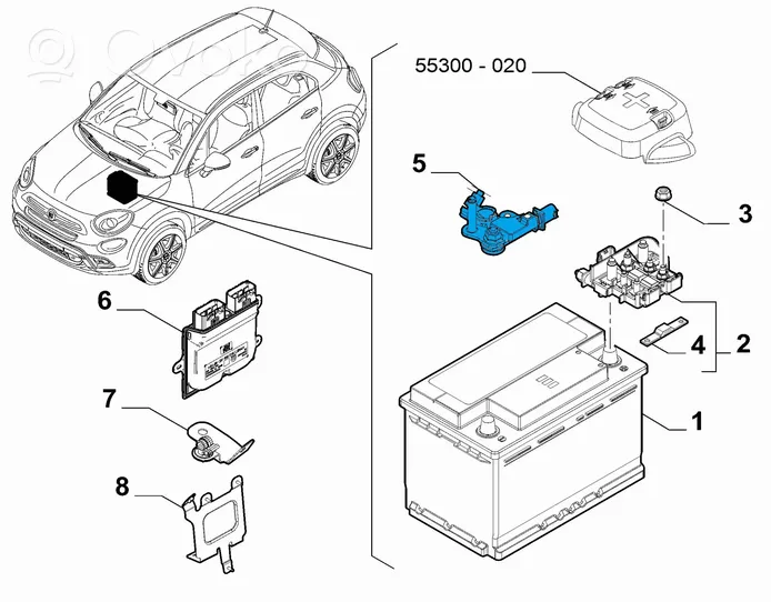 Fiat 500X Fusibile relè della batteria 52088646