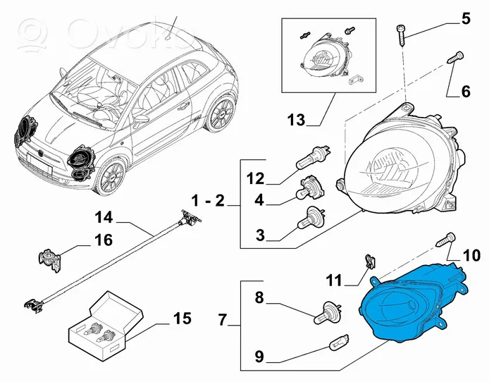 Fiat 500 Faro/fanale 52007766