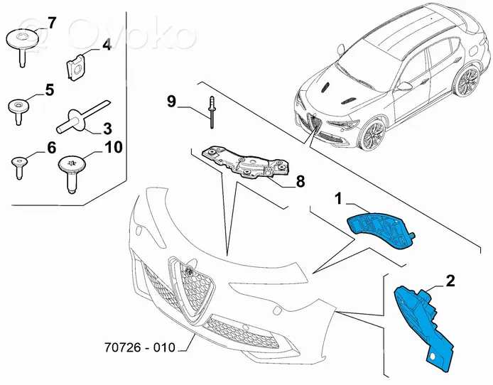 Alfa Romeo Stelvio Soporte del parachoques delantero 50556438