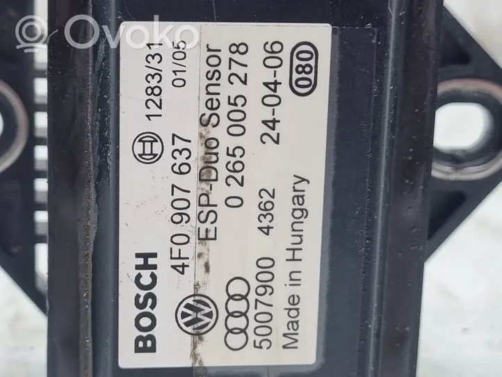 Audi A6 S6 C6 4F ESP Drehratensensor Querbeschleunigungssensor 4F0907637