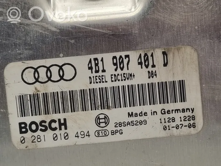Audi A6 S6 C5 4B Moottorin ohjainlaite/moduuli 4B1907401D