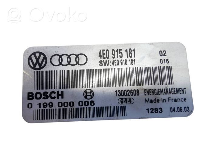 Audi A8 S8 D3 4E Akun ohjainlaite 4E0915181