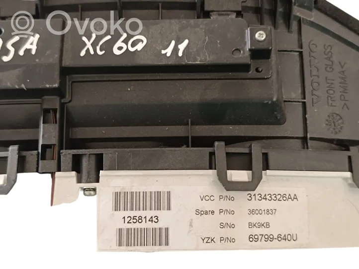 Volvo S60 Compteur de vitesse tableau de bord 31343326AA