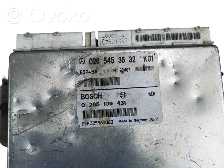 Mercedes-Benz A W168 ESP (stability system) control unit 0265109431