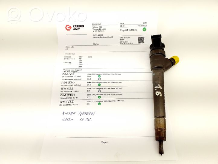 Nissan Qashqai Kit d'injecteurs de carburant H1055367