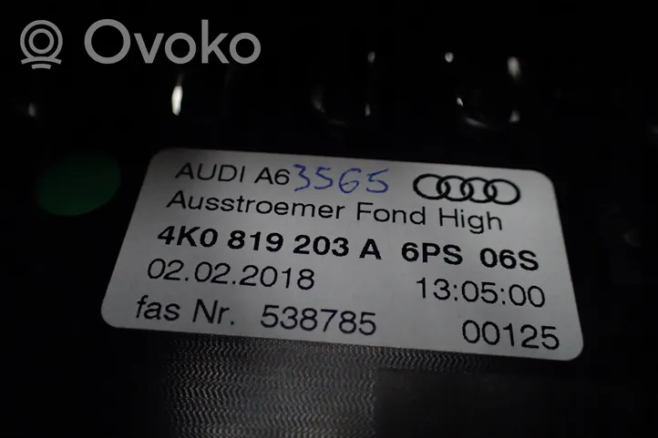 Audi A7 S7 4K8 Grille d'aération arrière 4K0819203A