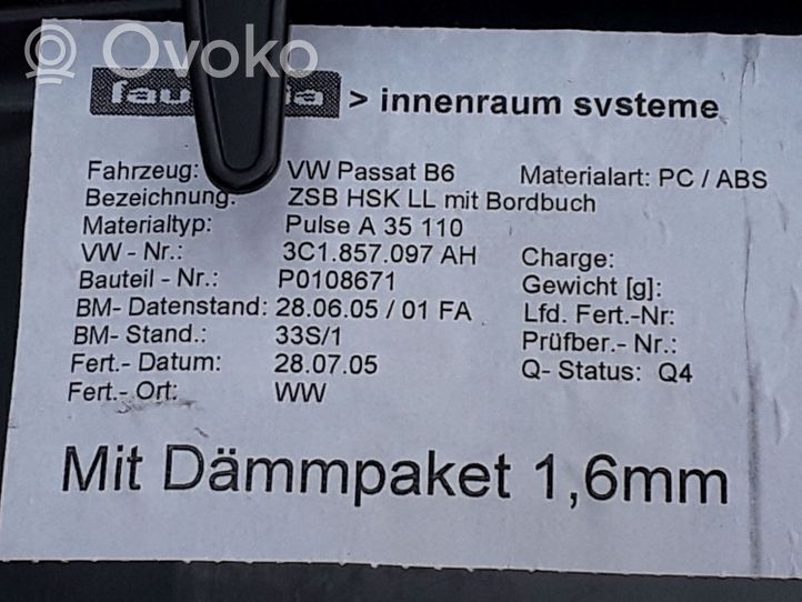 Volkswagen PASSAT B6 Kit de boîte à gants 3C1857097AH