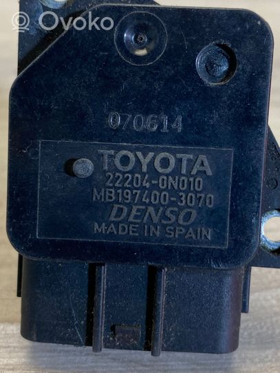 Toyota Avensis T270 Débitmètre d'air massique 222040n010