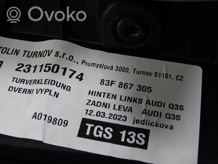 Audi Q3 F3 Takaoven verhoilu 83A867487