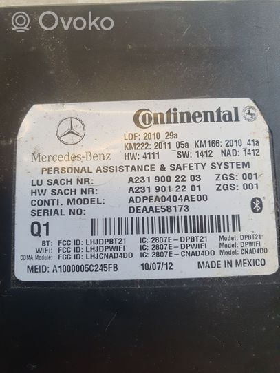 Mercedes-Benz GL X166 Unité de commande, module téléphone A2319002203