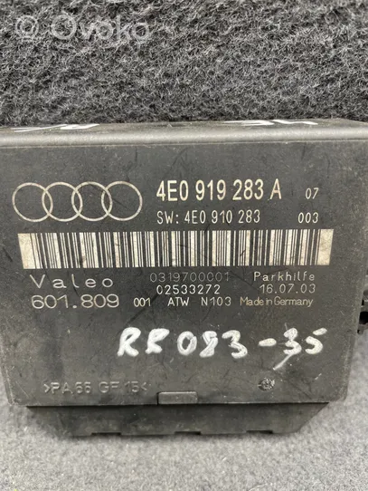 Audi A8 S8 D3 4E Unité de commande, module PDC aide au stationnement 4E0919283A