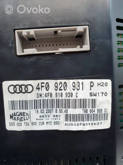 Audi A6 S6 C6 4F Compteur de vitesse tableau de bord 4F0920931P