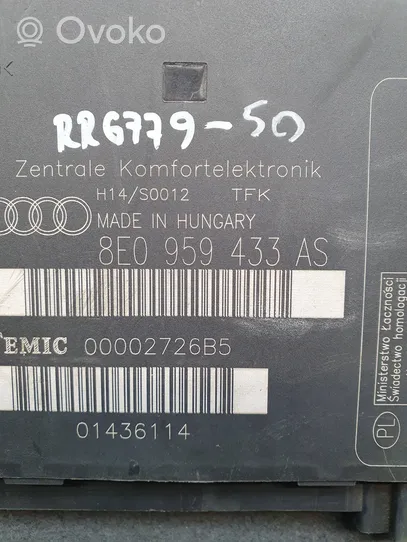 Audi A4 S4 B7 8E 8H Modulo comfort/convenienza 8E0959433AS