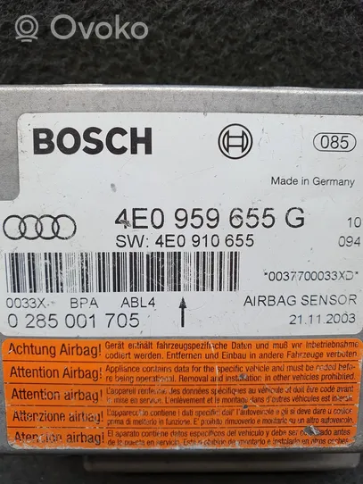 Audi A8 S8 D3 4E Turvatyynyn ohjainlaite/moduuli 4E0959655G