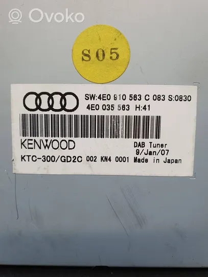 Audi A8 S8 D3 4E Radio / CD/DVD atskaņotājs / navigācija 4E0910563C