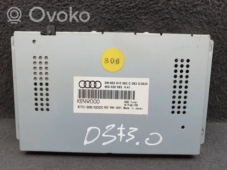 Audi A8 S8 D3 4E Radio/CD/DVD/GPS-pääyksikkö 4E0910563C