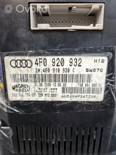 Audi A6 Allroad C6 Tachimetro (quadro strumenti) 4F0920932