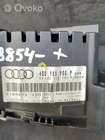 Audi A8 S8 D3 4E Spidometras (prietaisų skydelis) 4E0920950P