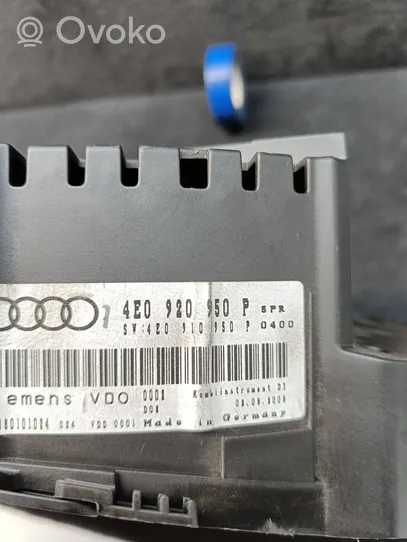 Audi A8 S8 D3 4E Compteur de vitesse tableau de bord 4E0920950P