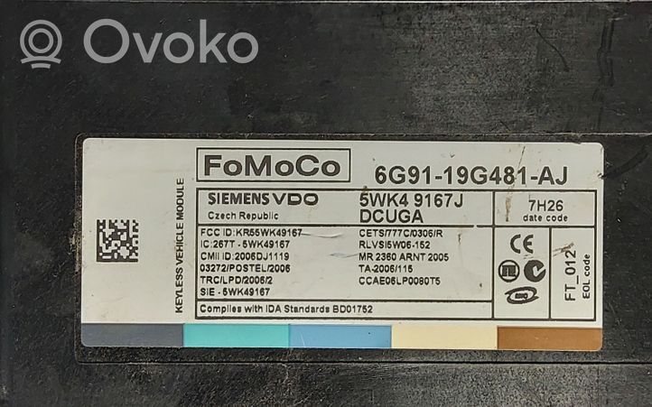 Volvo XC60 Centralina/modulo keyless go 6G9119G481AJ