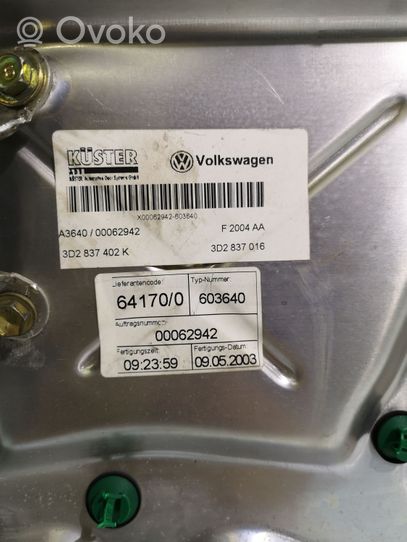 Volkswagen Phaeton Fensterhebermechanismus ohne Motor Tür vorne 3D2837402K