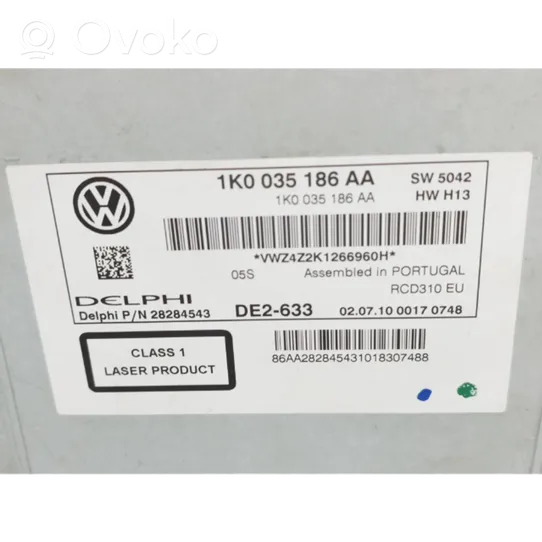 Volkswagen Golf VI Radio/CD/DVD/GPS-pääyksikkö 1K0035186AA
