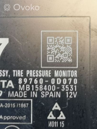 Toyota Yaris Module de pression des pneus 897600D070