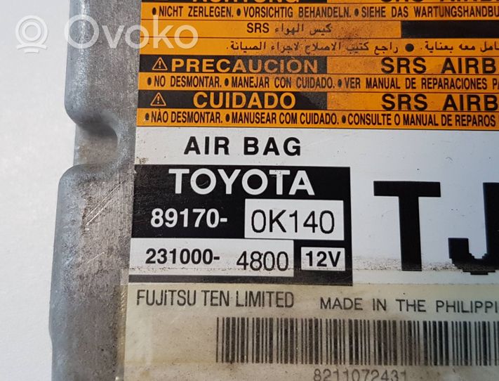 Toyota Hilux (AN10, AN20, AN30) Unidad de control/módulo del Airbag 891700K140