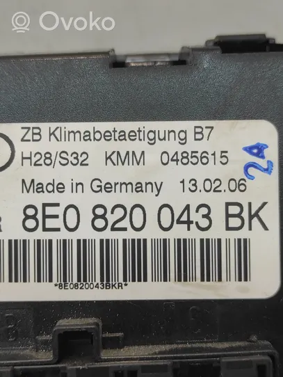 Audi A4 S4 B7 8E 8H Centralina del climatizzatore 8E0820043BK