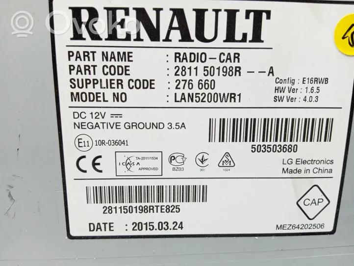 Renault Captur Moduł / Sterownik dziku audio HiFi 281150198R