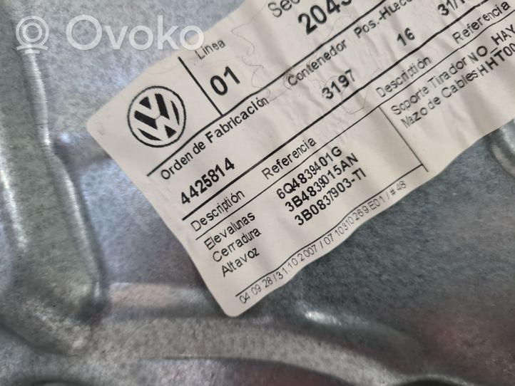 Volkswagen Polo IV 9N3 Takaikkunan nostomekanismi ilman moottoria 6Q4839401G