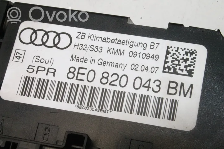 Audi A4 S4 B6 8E 8H Salona ventilatora regulēšanas slēdzis 8E0820043BM