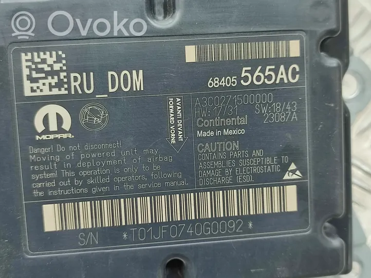 Chrysler Pacifica Module de contrôle airbag 68405565AC