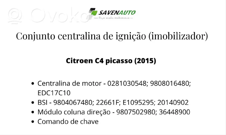 Citroen C4 I Picasso Modulo di controllo avvio/arresto 