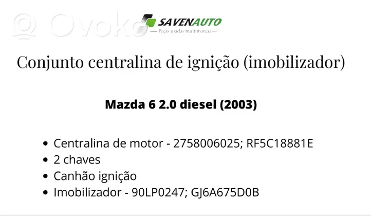 Mazda 6 Modulo di controllo avvio/arresto 