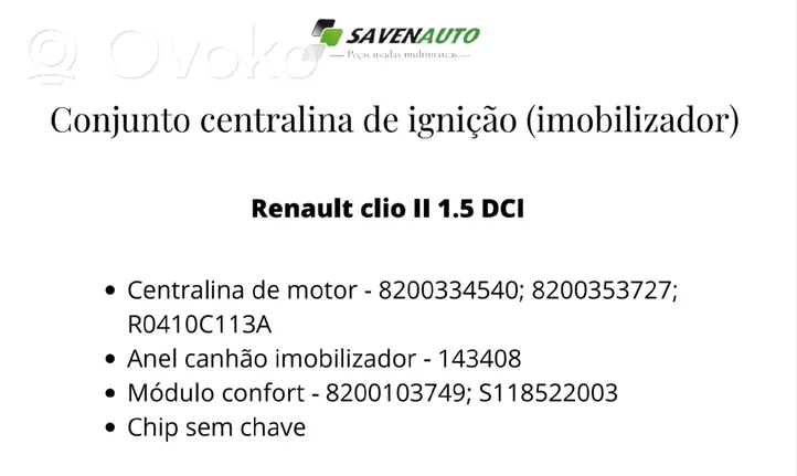 Renault Clio II Modulo di controllo avvio/arresto 