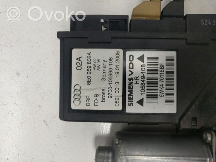 Audi A4 S4 B6 8E 8H Moteur de lève-vitre de porte arrière 8E0959802A