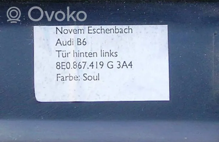 Audi A4 S4 B6 8E 8H Boczki / Tapicerka drzwi / Komplet 8E0867410G