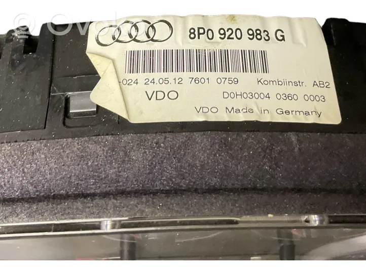 Audi A3 S3 A3 Sportback 8P Tachimetro (quadro strumenti) 8P0920983G