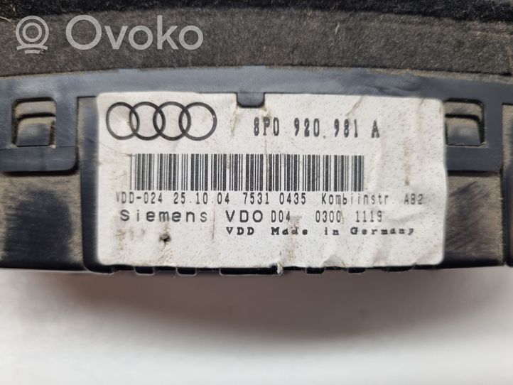 Audi A3 S3 8P Compteur de vitesse tableau de bord 8P0920981A