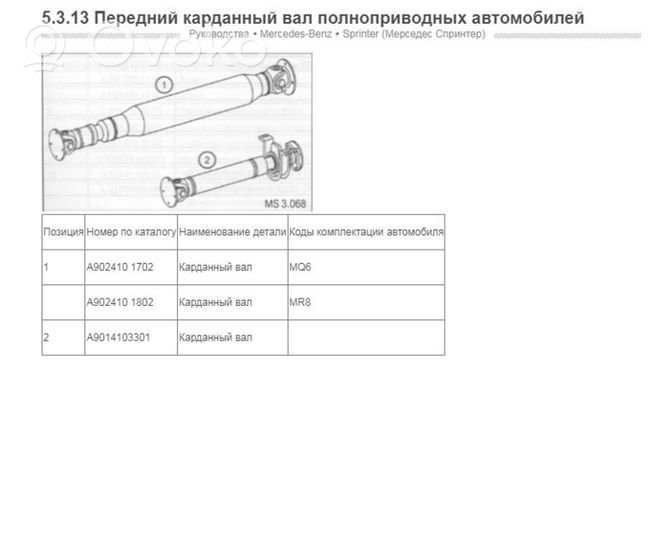 Mercedes-Benz Sprinter W901 W902 W903 W904 Etukardaaniakseli A9024101802