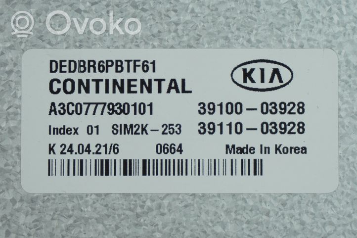KIA Niro Unité de commande, module ECU de moteur 3910003928