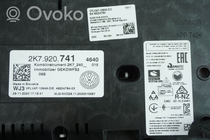 Volkswagen Caddy Compteur de vitesse tableau de bord 2K7920741