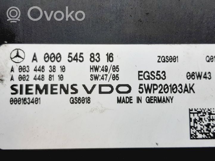 Mercedes-Benz Sprinter W906 Centralina/modulo scatola del cambio A0005458316