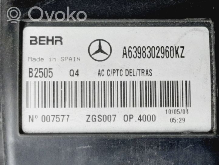 Mercedes-Benz Vito Viano W639 Sisälämmityksen ilmastoinnin korin kokoonpano A6398302960