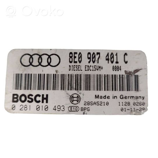 Audi A4 S4 B6 8E 8H Moottorin ohjainlaite/moduuli 8E0907401C