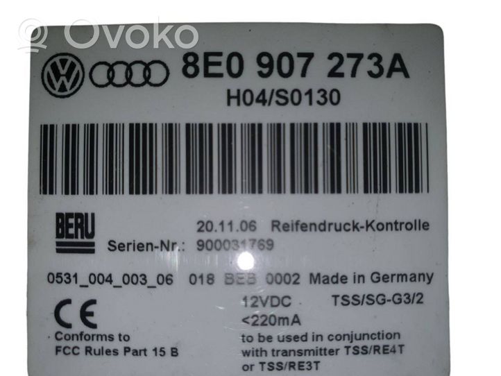 Audi A4 S4 B6 8E 8H Module de pression des pneus 8E0907273A