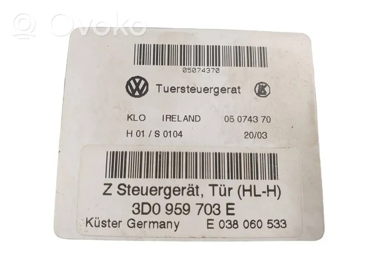 Volkswagen Phaeton Motorino alzacristalli della portiera posteriore 3D0959703E