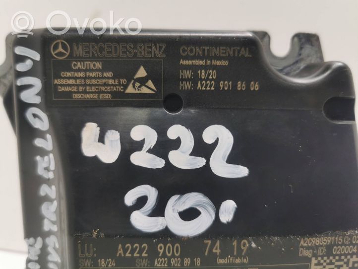 Mercedes-Benz S AMG W222 Oro pagalvių valdymo blokas A2229007419